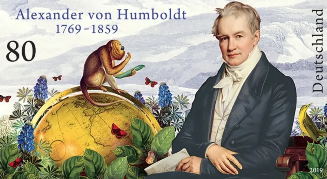 Sello postal publicado en Alemania para conmemorar los 250 años del nacimiento de Von Humbolt